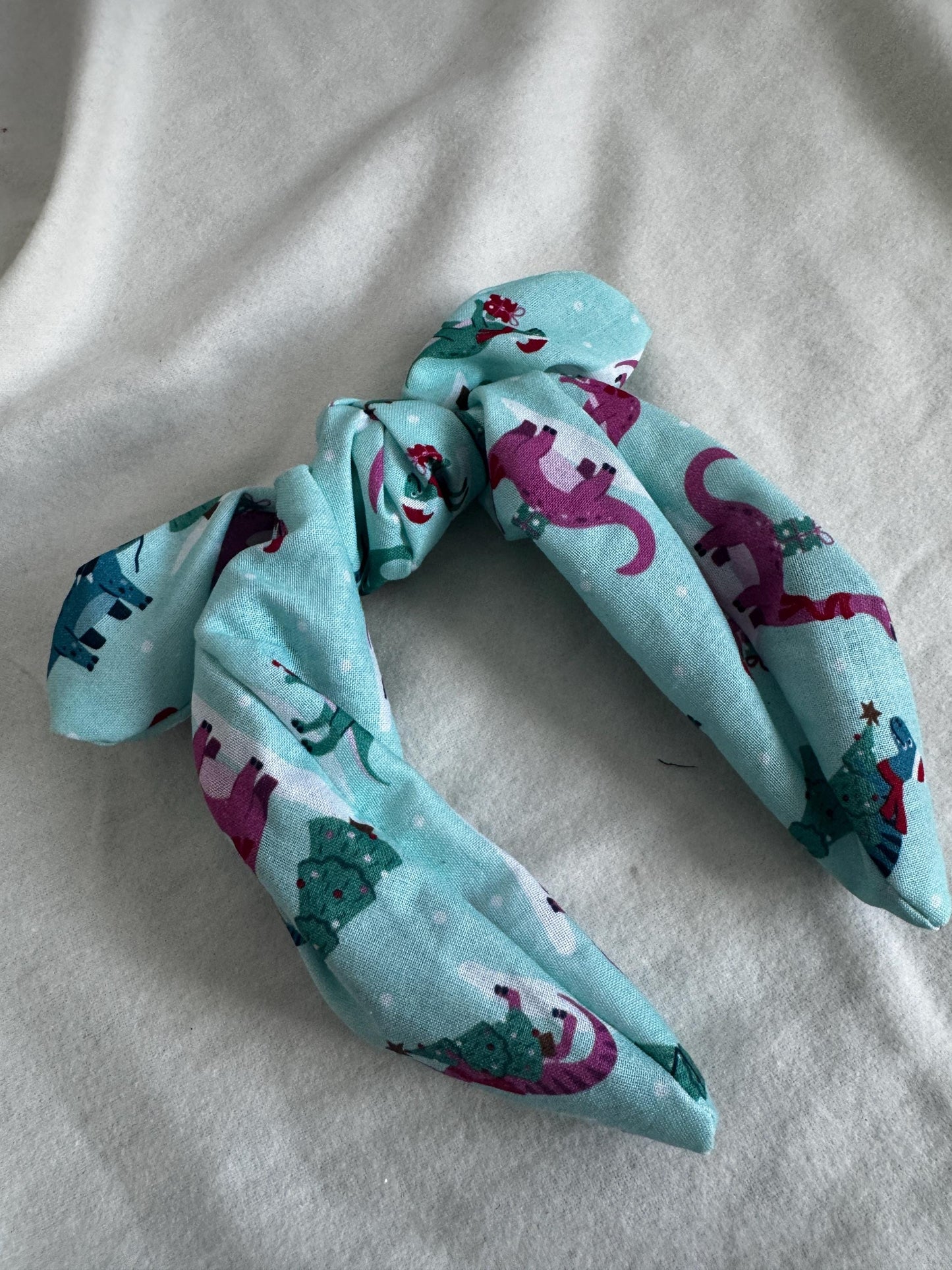 Blue Dinosaur Holiday Headband | Hard Headband | Bow Headband| Headband for Women and Girls