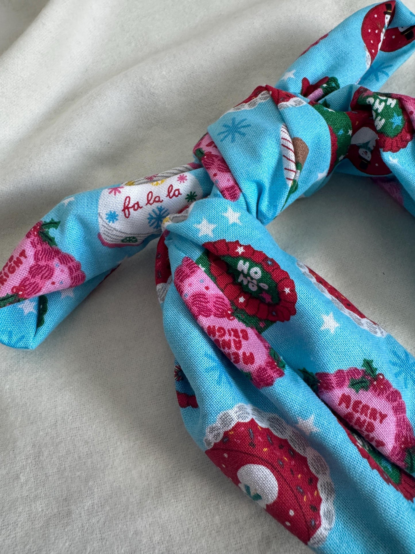 Blue Christmas Cake Holiday Headband | Hard Headband | Bow Headband| Headband for Women and Girls