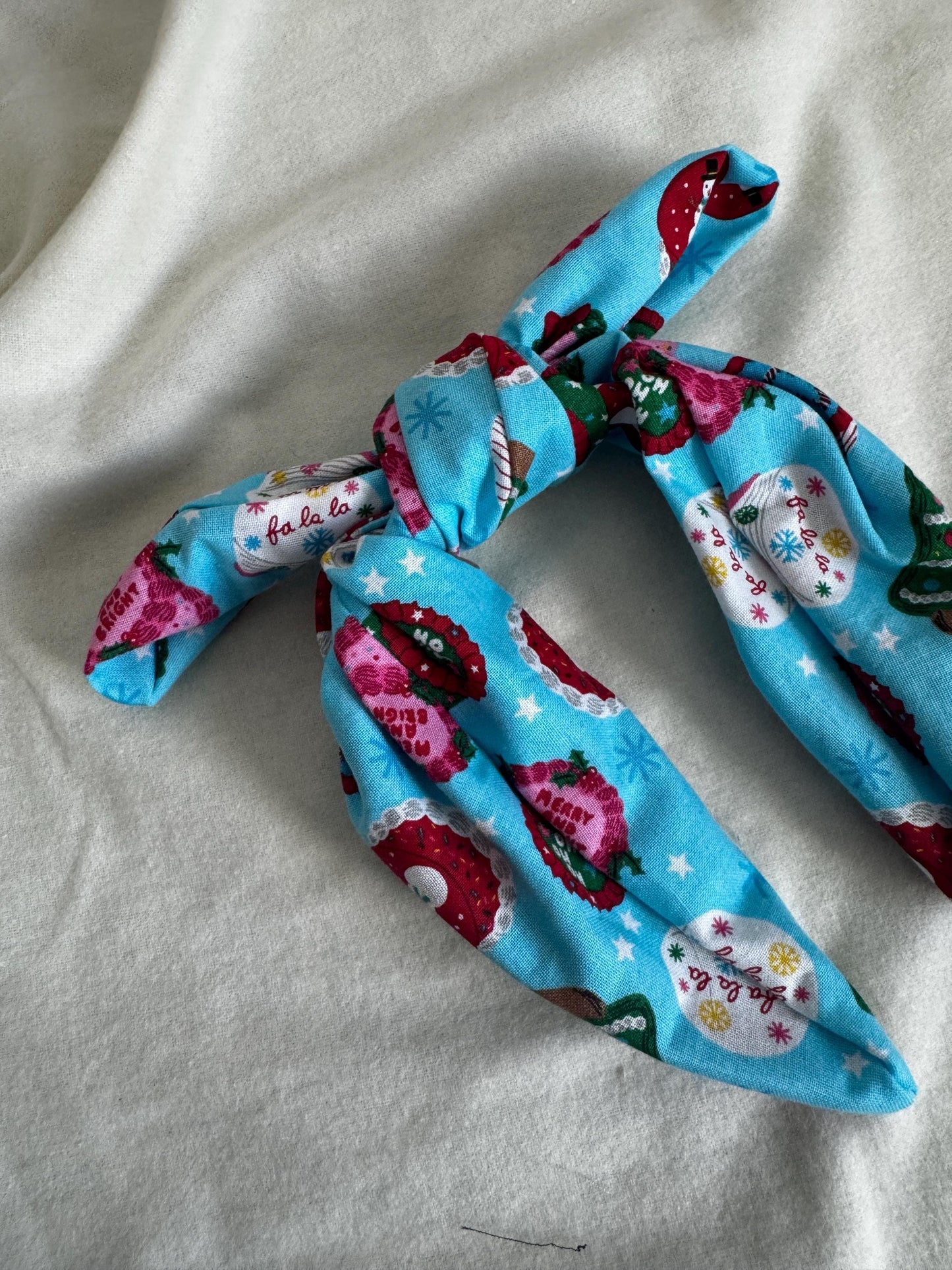Blue Christmas Cake Holiday Headband | Hard Headband | Bow Headband| Headband for Women and Girls