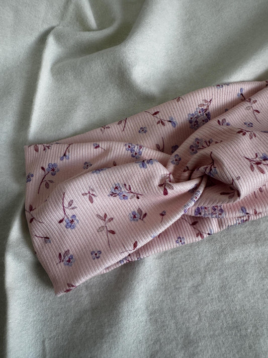 Pink Floral Botanical Plant Print Twist Headband | Soft Headband | Hair Wrap | Headband for Women and Girls