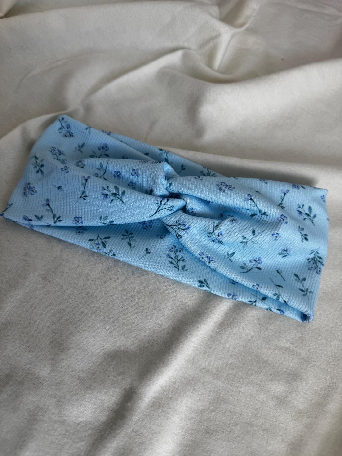 Blue Floral Botanical Plant Print Twist Headband | Soft Headband | Hair Wrap | Headband for Women and Girls