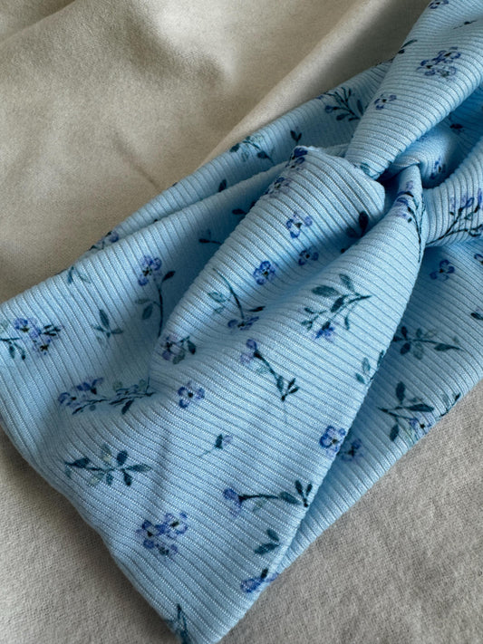 Blue Floral Botanical Plant Print Twist Headband | Soft Headband | Hair Wrap | Headband for Women and Girls