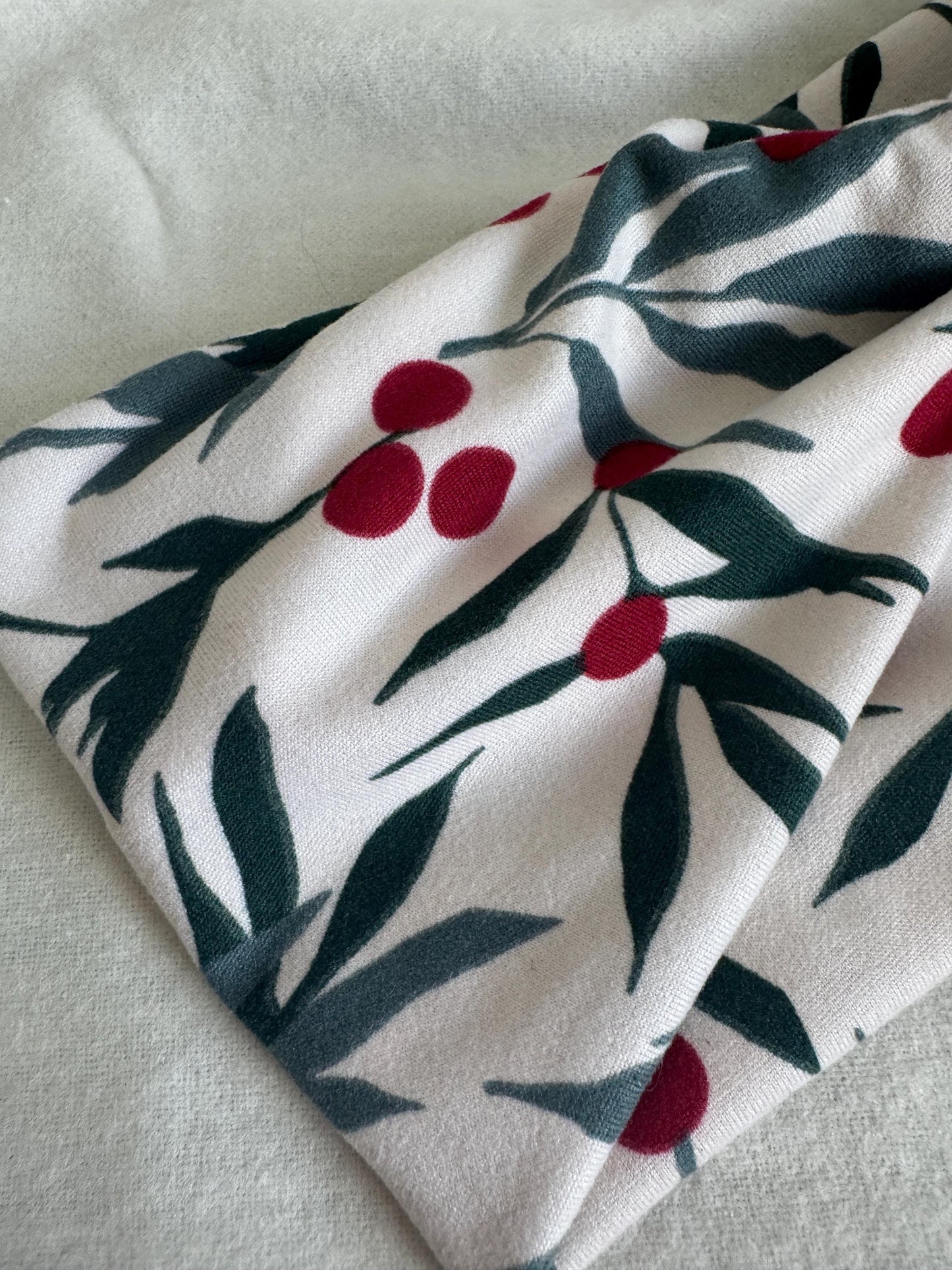 Holly Holiday Christmas Print Twist |Green and White Botanical Plant Print Headband | Hard Headband | Hair Wrap|Headband for Women and Girls