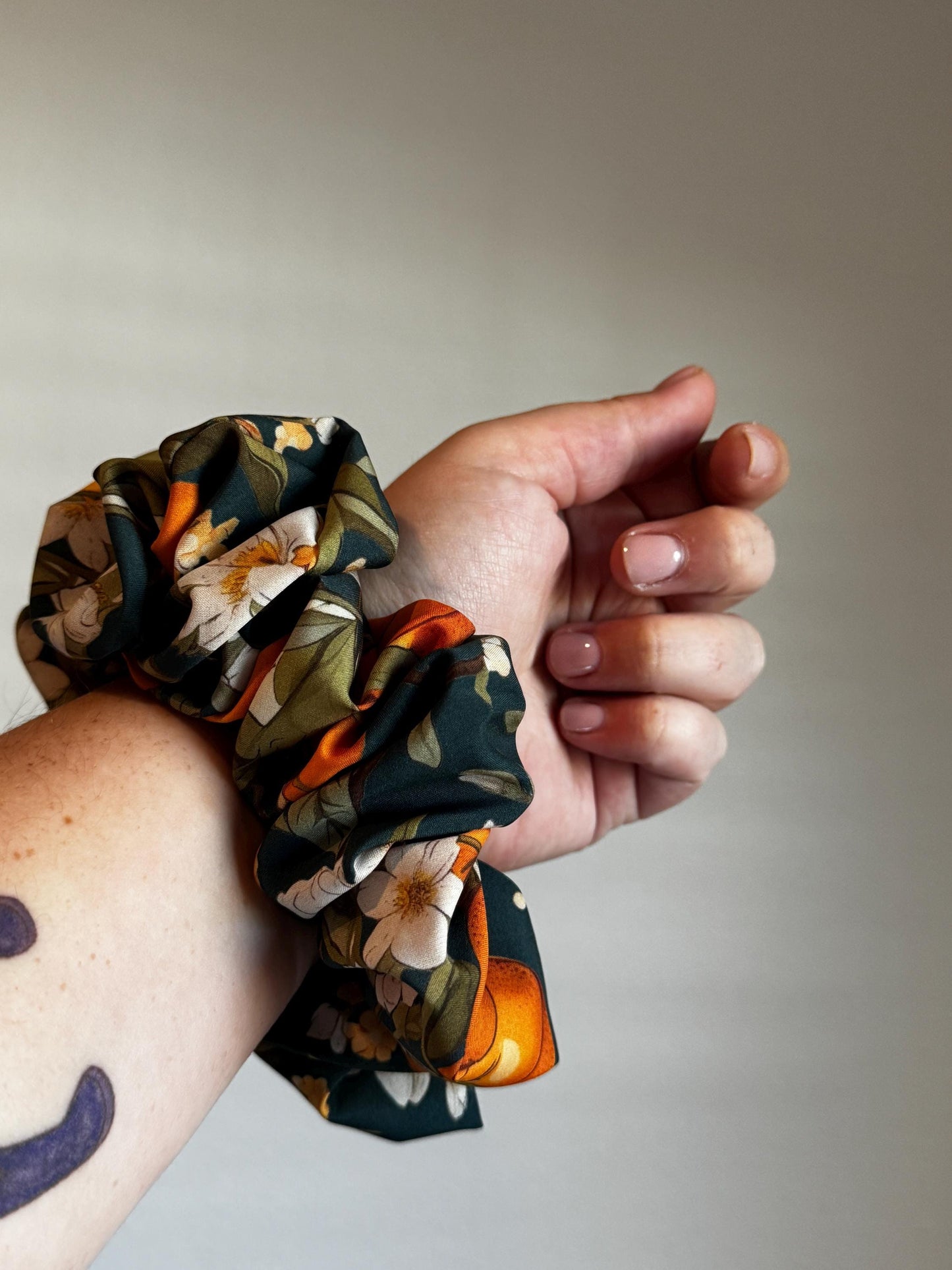Orange Blossom Green Oversized Jumbo XL Satin Scrunchie | Bridal Gifts | Bridesmaid Gift | Gifts for Her