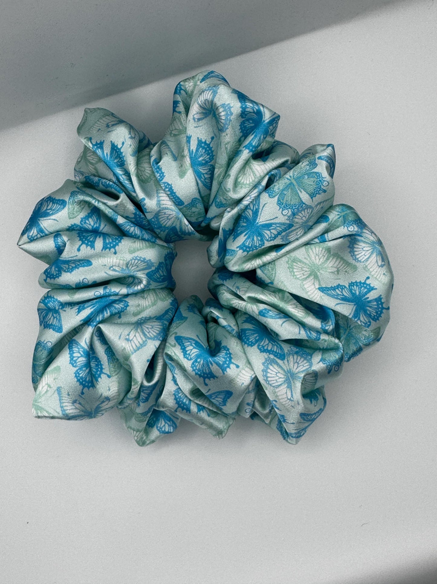 Blue Butterfly Oversized Jumbo XL Satin Scrunchie | Bridal Gifts | Bridesmaid Gift | Gifts for Her