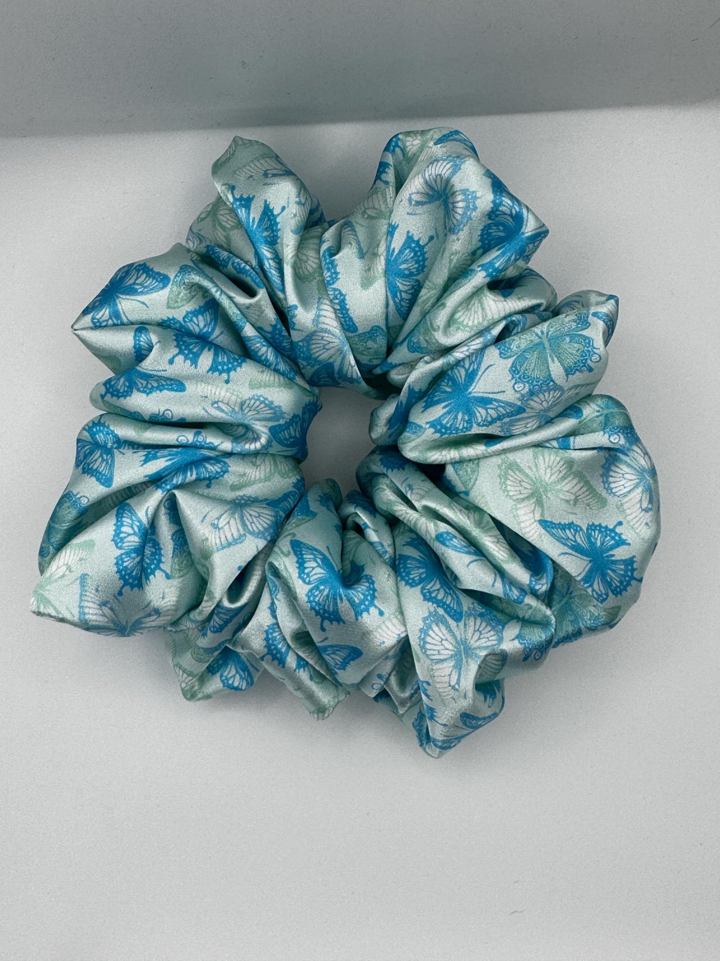Blue Butterfly Oversized Jumbo XL Satin Scrunchie | Bridal Gifts | Bridesmaid Gift | Gifts for Her