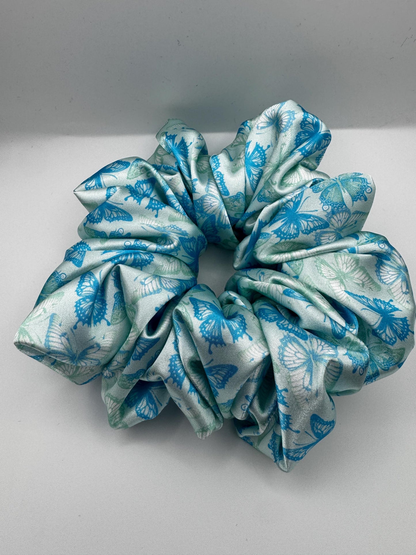 Blue Butterfly Oversized Jumbo XL Satin Scrunchie | Bridal Gifts | Bridesmaid Gift | Gifts for Her