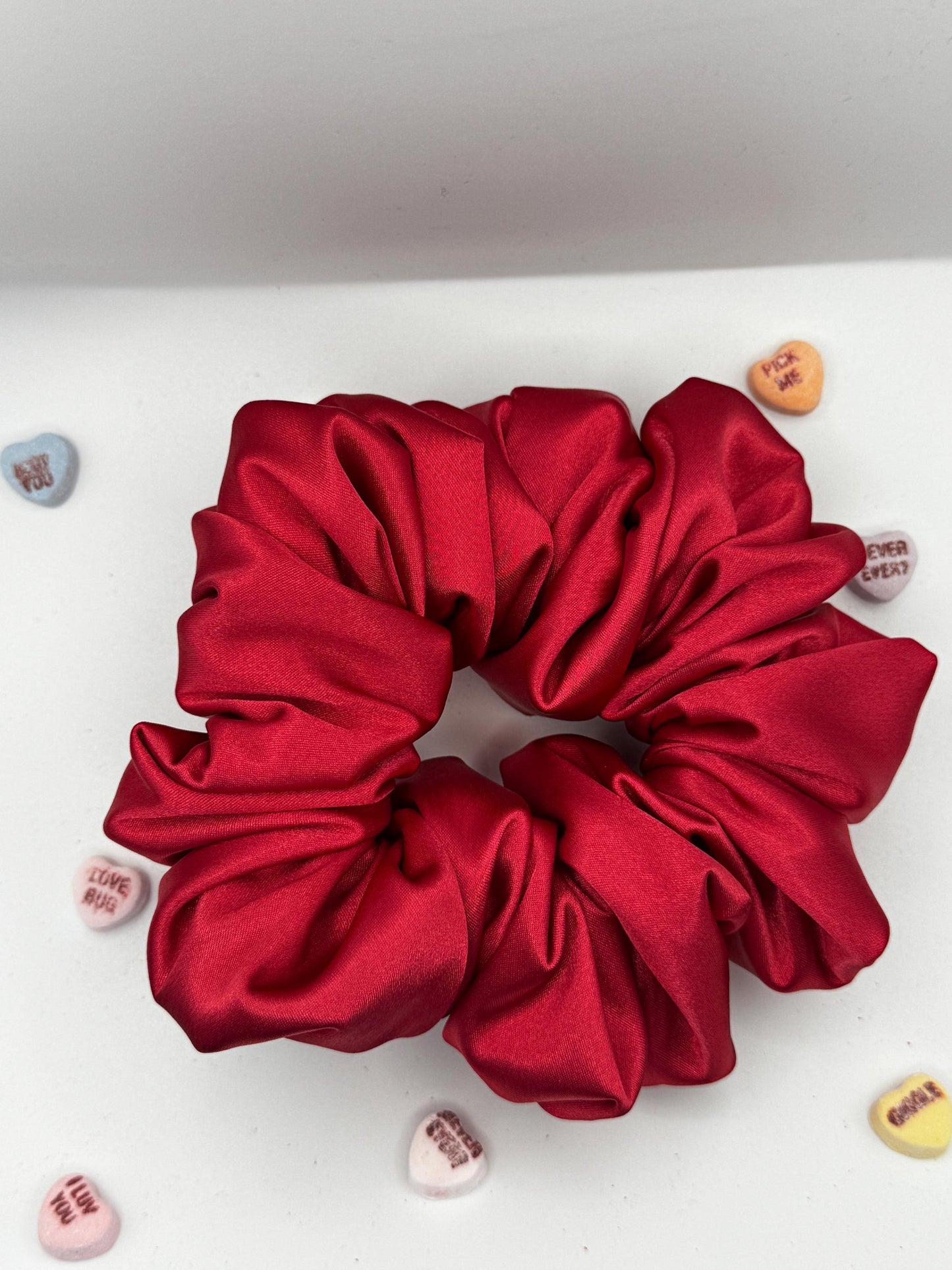 Bright Red Valentine Oversized Jumbo XL Satin Scrunchie | Bridal Gift | Bridesmaid Gift | Gifts for Her