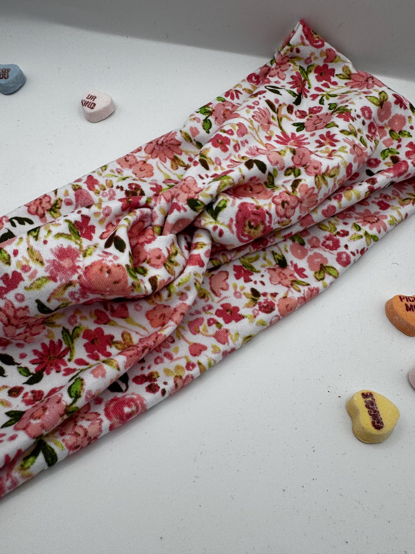 Pink Floral Botanical Plant Print Twist Headband | Soft Headband | Hair Wrap | Headband for Women and Girls