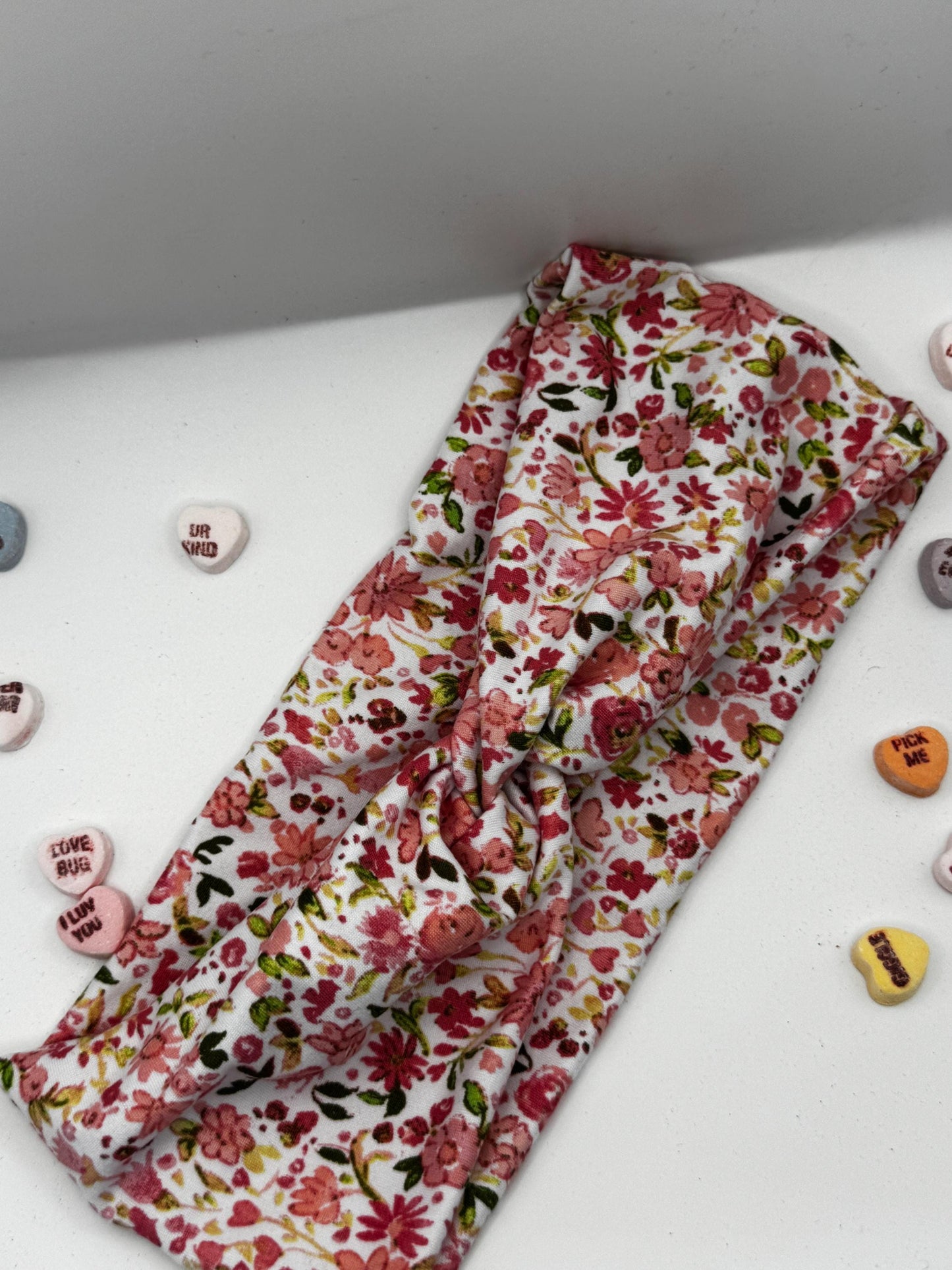 Pink Floral Botanical Plant Print Twist Headband | Soft Headband | Hair Wrap | Headband for Women and Girls
