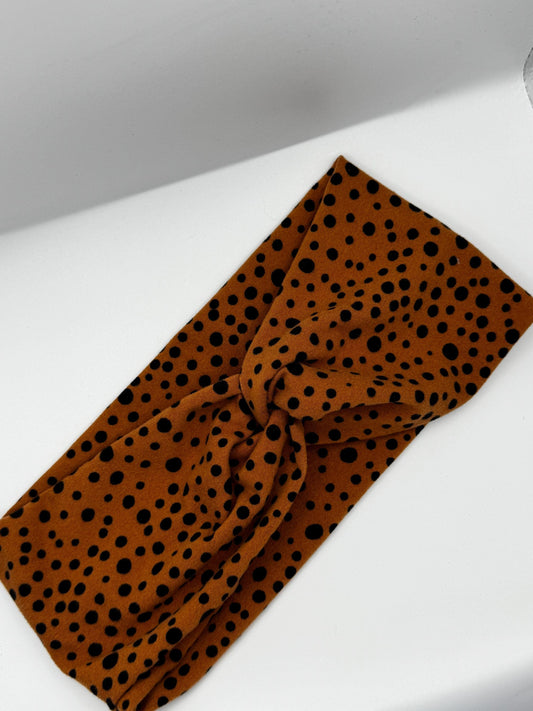 Brown and Black Polka Dot Twist Headband | Soft Headband | Hair Wrap | Headband for Women and Girls