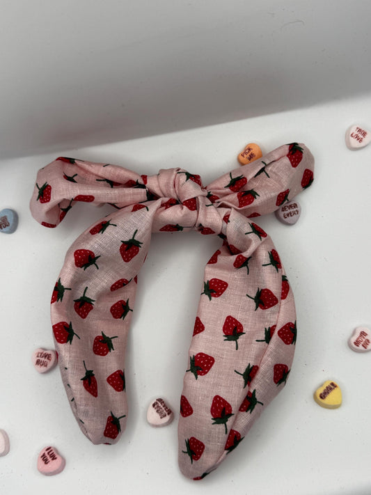 Pink Strawberry Headband | Hard Headband | Bow Headband| Headband for Women and Girls