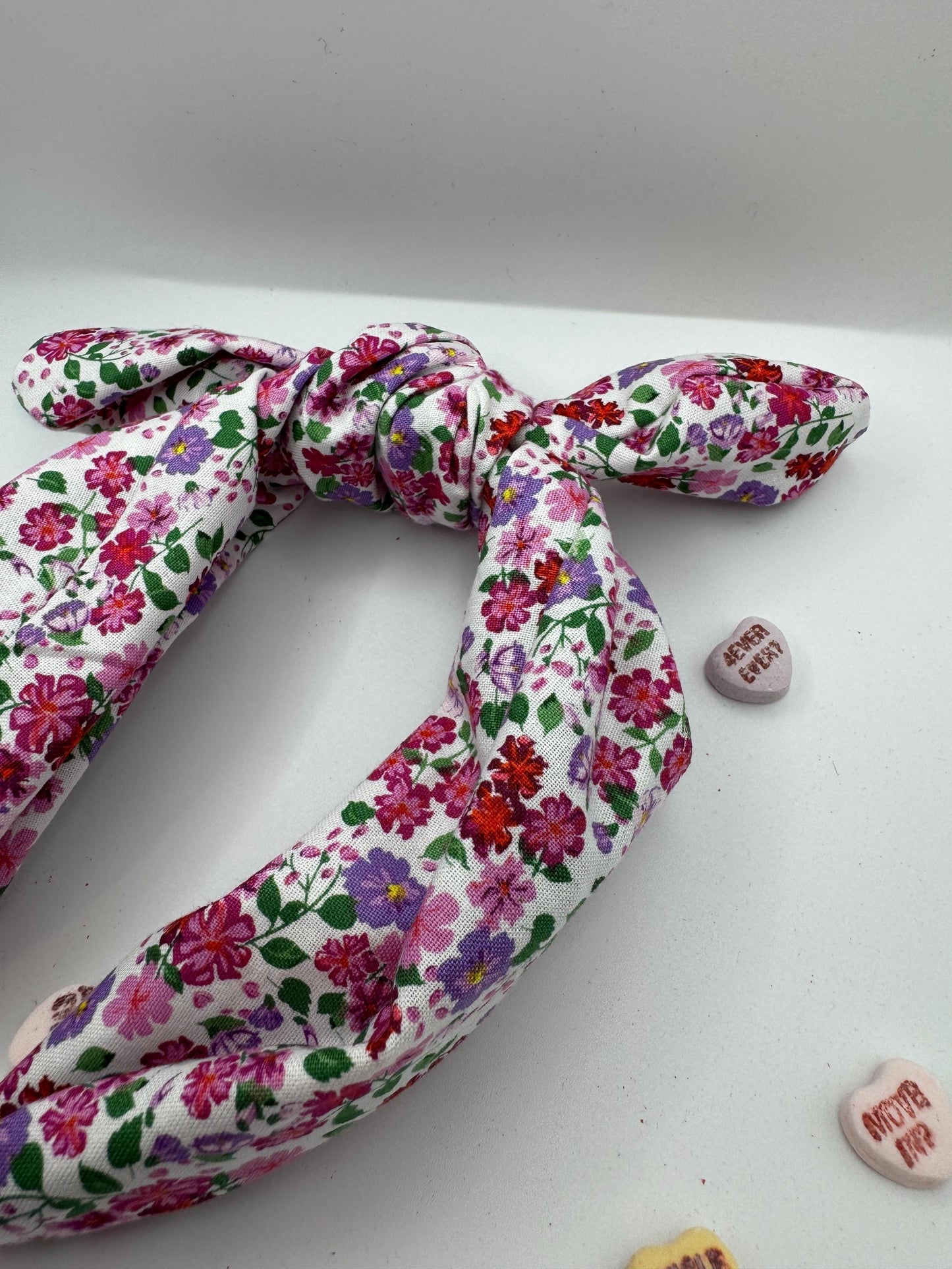 White Pink and Purple Floral Botanical Headband | Hard Headband | Bow Headband| Headband for Women and Girls