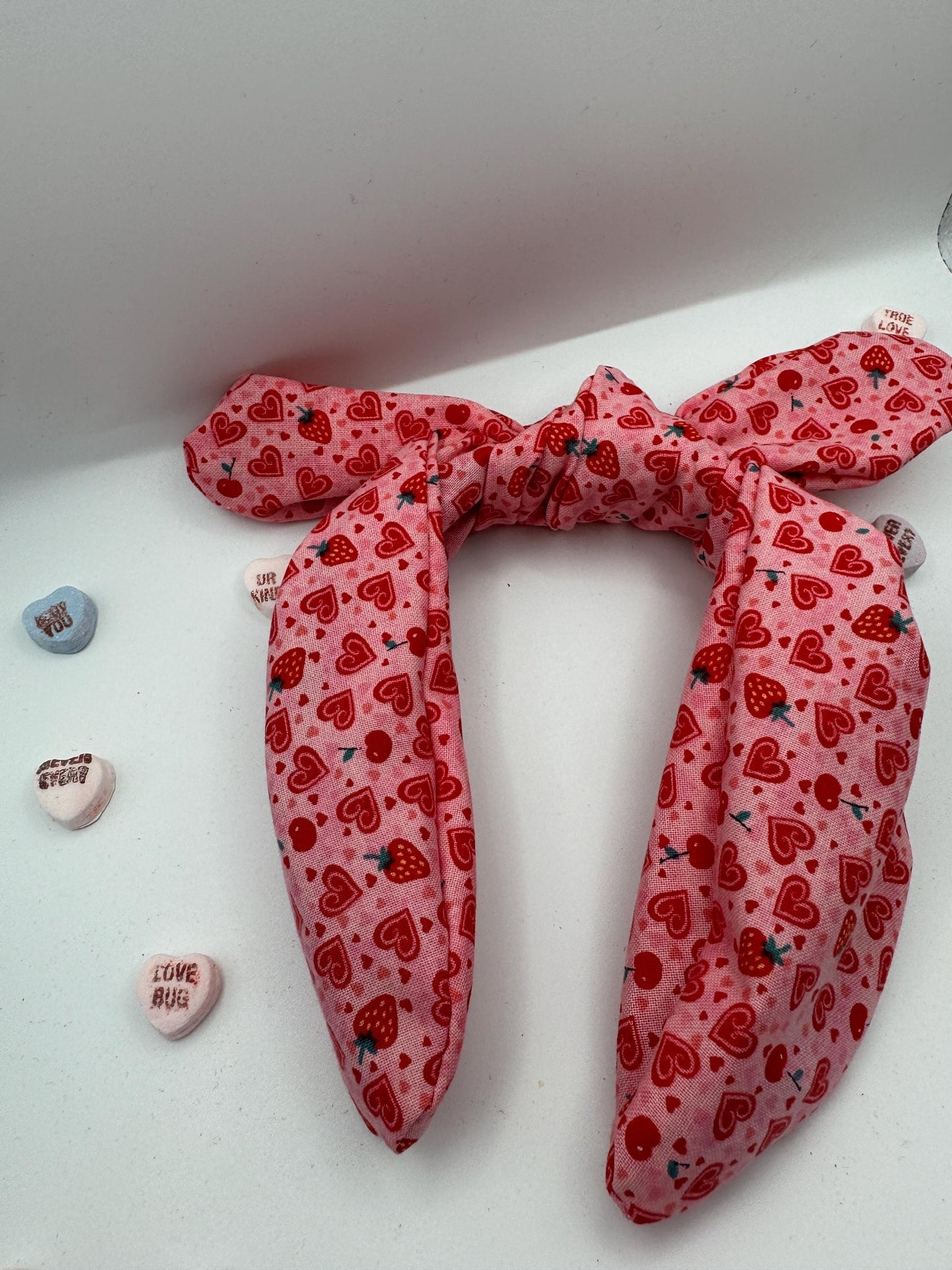 Pink Strawberry and Hearts Valentine's Day Headband | Hard Headband | Bow Headband| Headband for Women and Girls