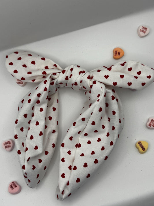 White Red Heart Valentine's Day Headband | Hard Headband | Bow Headband| Headband for Women and Girls
