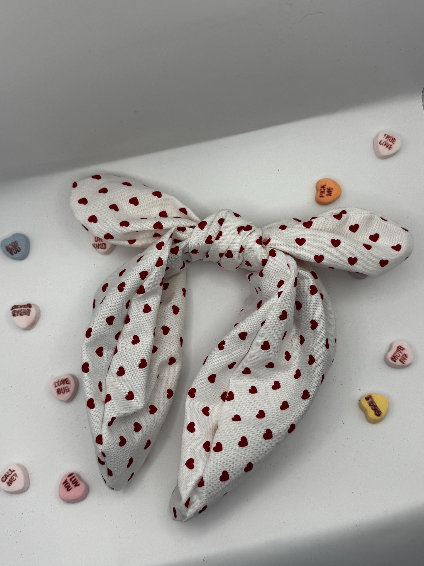 White Red Heart Valentine's Day Headband | Hard Headband | Bow Headband| Headband for Women and Girls
