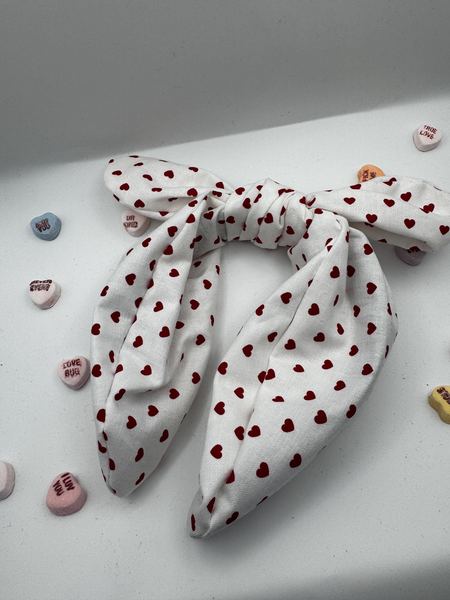 White Red Heart Valentine's Day Headband | Hard Headband | Bow Headband| Headband for Women and Girls