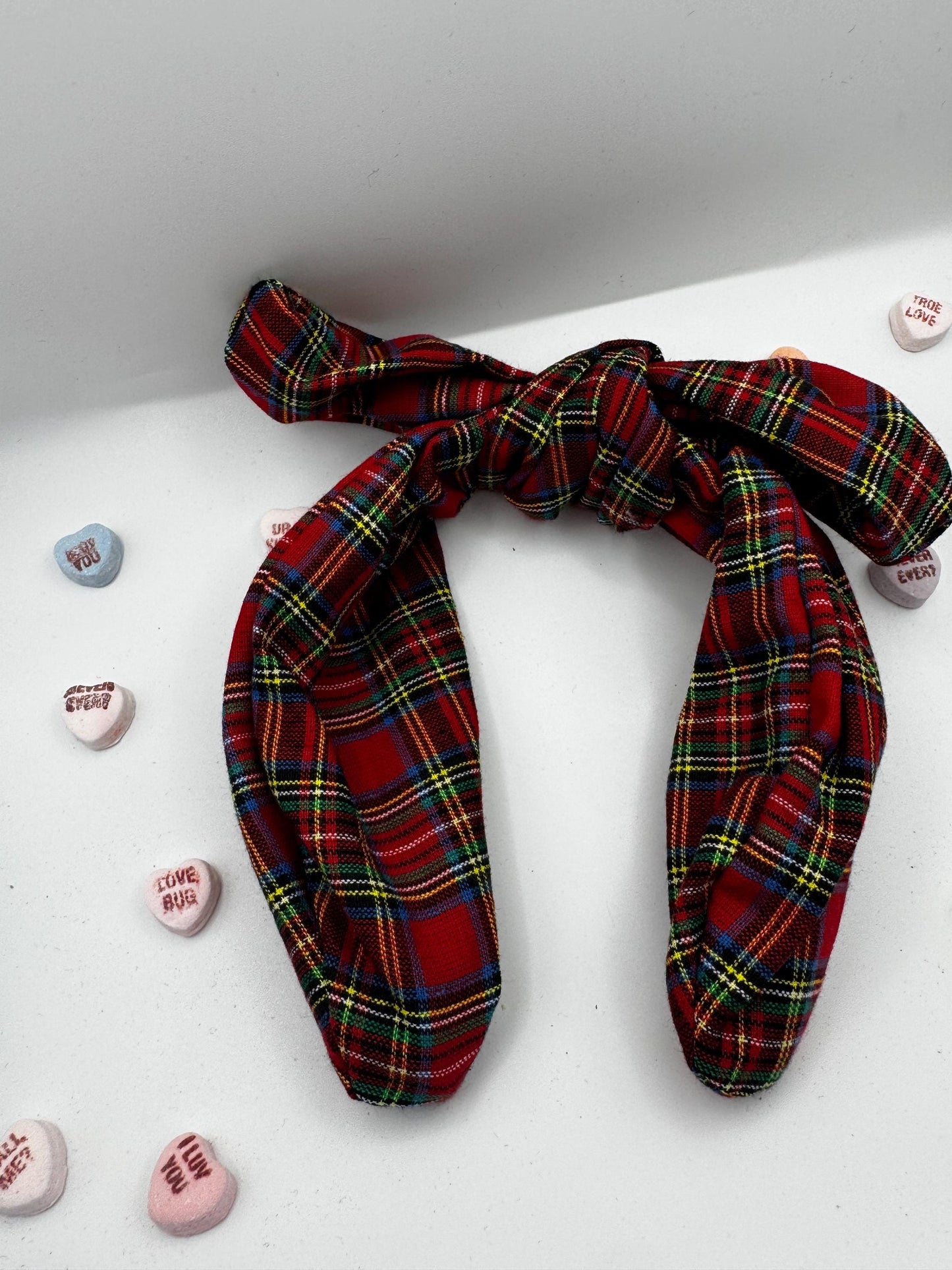 Red and Green Plaid Punk Headband | Hard Headband | Bow Headband| Headband for Women and Girls