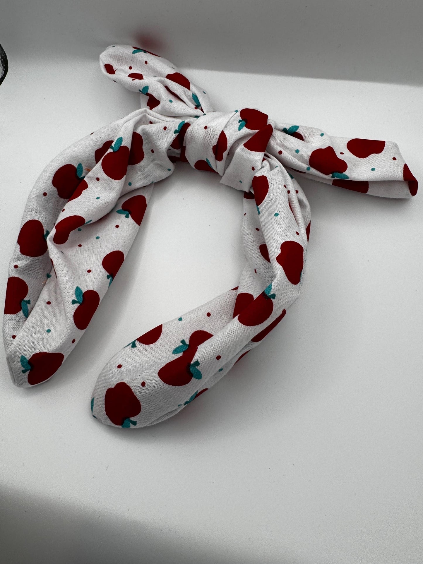 White Red Apple Headband | Hard Headband | Bow Headband| Headband for Women and Girls