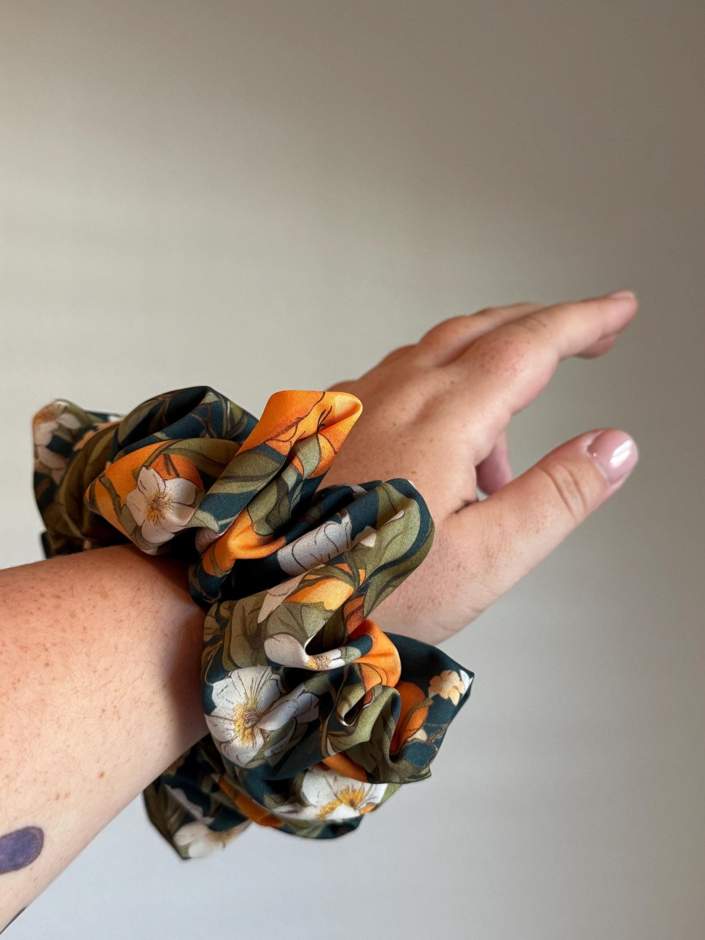 Orange Blossom Green Oversized Jumbo XL Satin Scrunchie | Bridal Gifts | Bridesmaid Gift | Gifts for Her