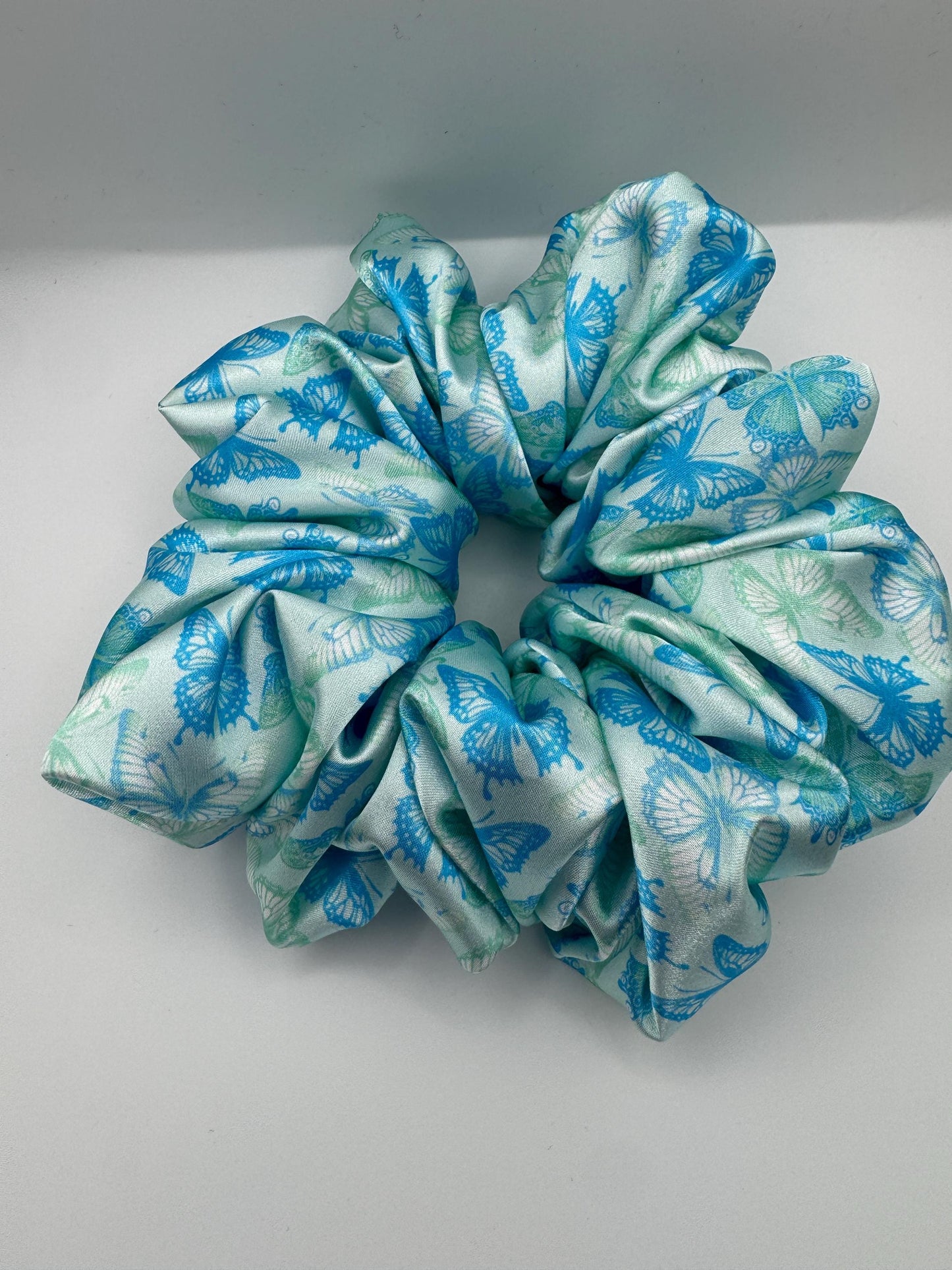 Blue Butterfly Oversized Jumbo XL Satin Scrunchie | Bridal Gifts | Bridesmaid Gift | Gifts for Her