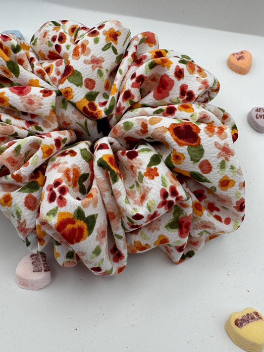 Pink Floral Watercolor Oversized Jumbo XL Satin Scrunchie | Bridal Gifts | Bridesmaid Gift | Gifts for Her