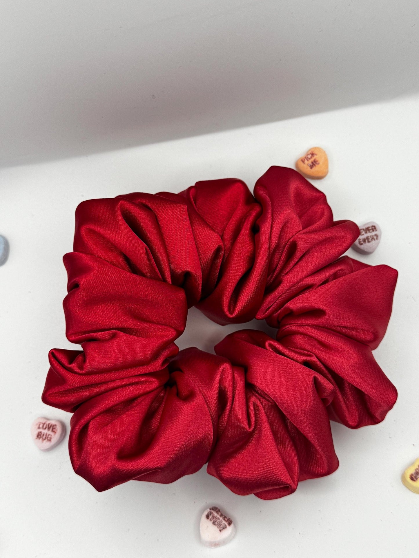 Bright Red Valentine Oversized Jumbo XL Satin Scrunchie | Bridal Gift | Bridesmaid Gift | Gifts for Her