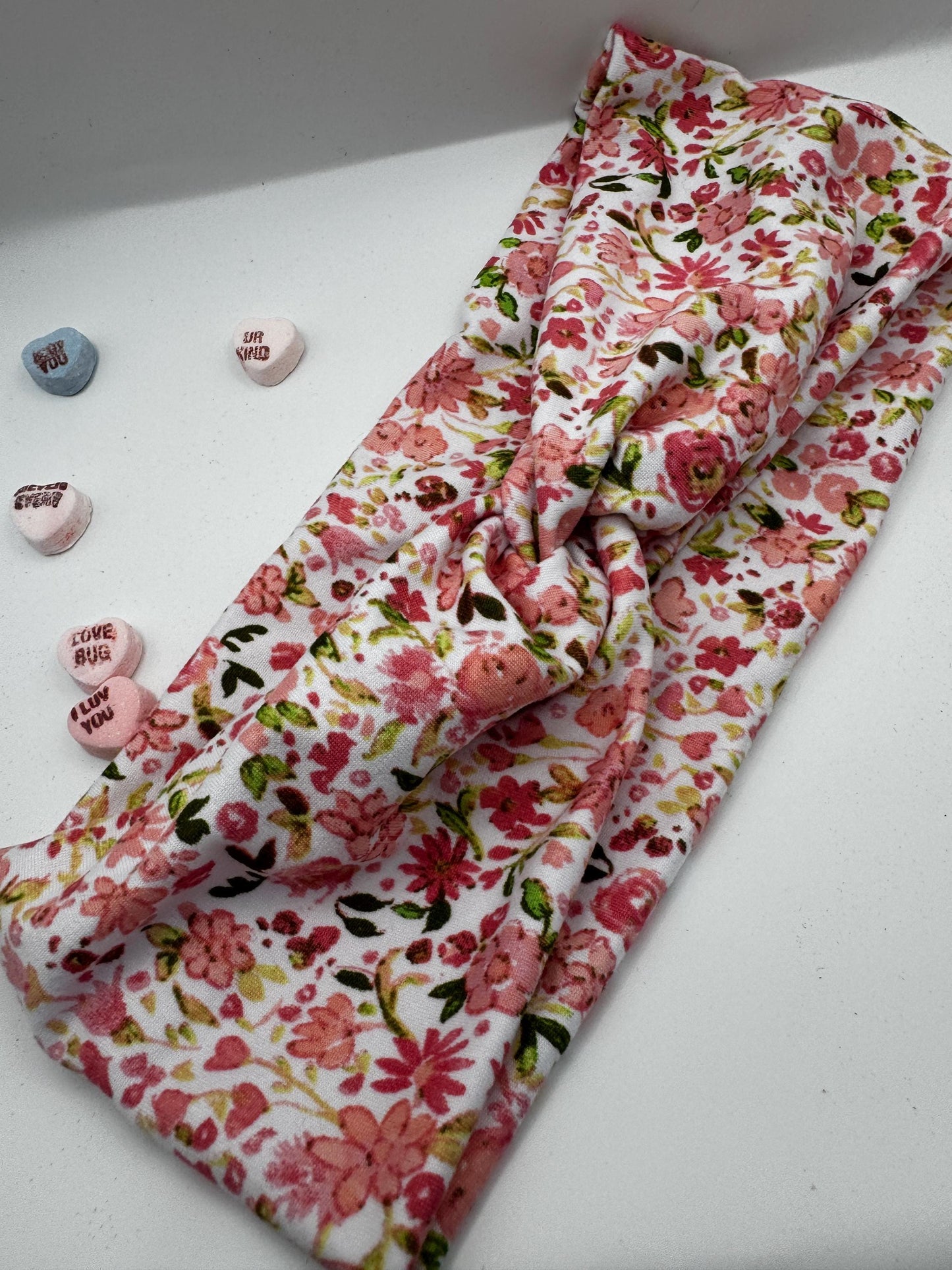 Pink Floral Botanical Plant Print Twist Headband | Soft Headband | Hair Wrap | Headband for Women and Girls