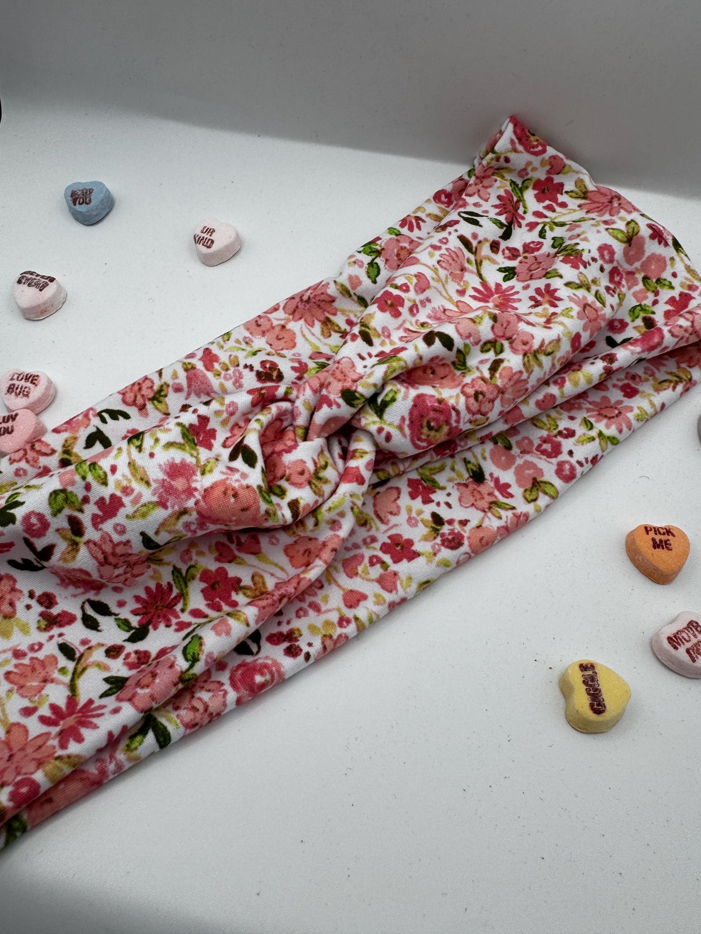 Pink Floral Botanical Plant Print Twist Headband | Soft Headband | Hair Wrap | Headband for Women and Girls