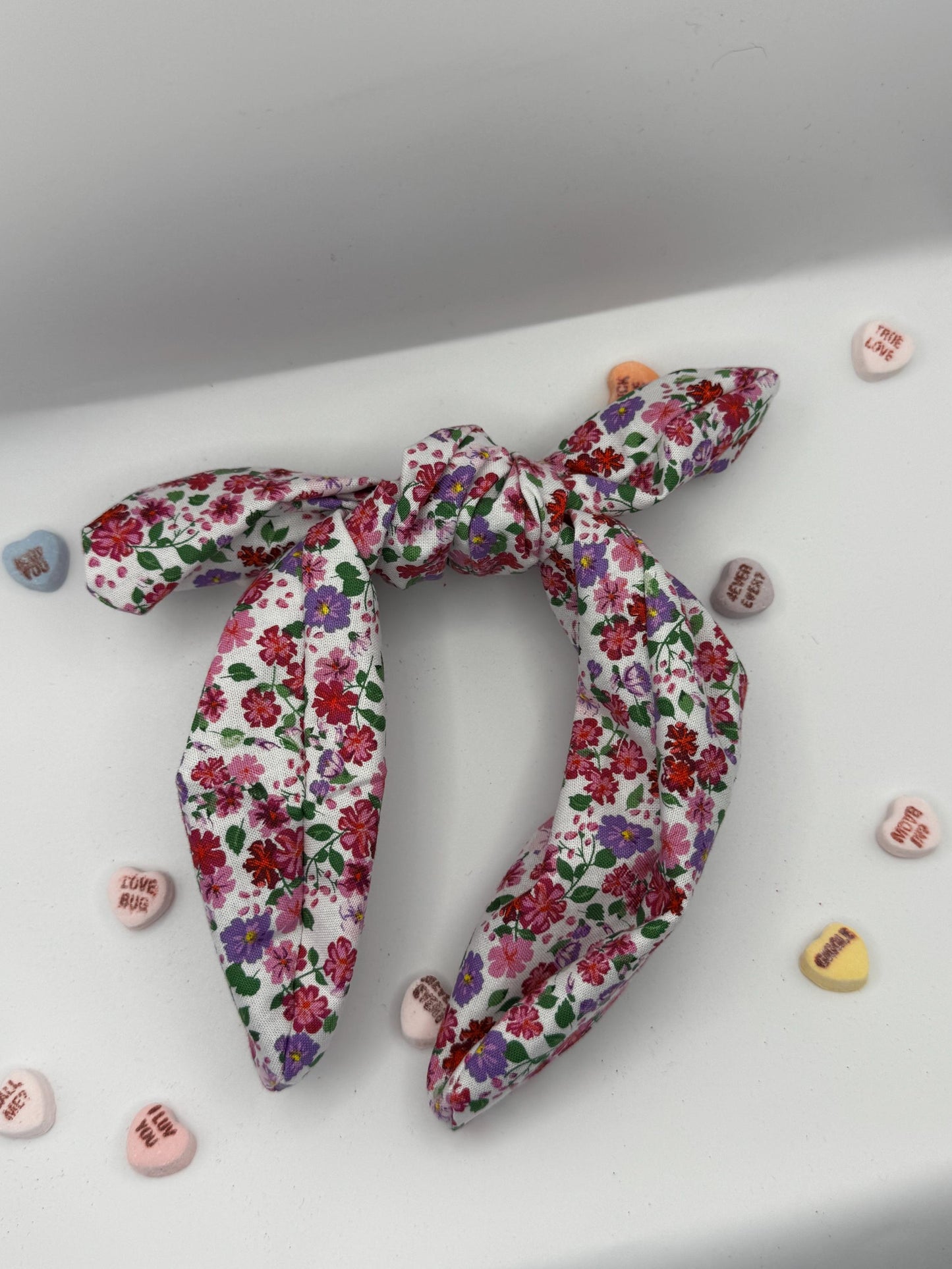 White Pink and Purple Floral Botanical Headband | Hard Headband | Bow Headband| Headband for Women and Girls