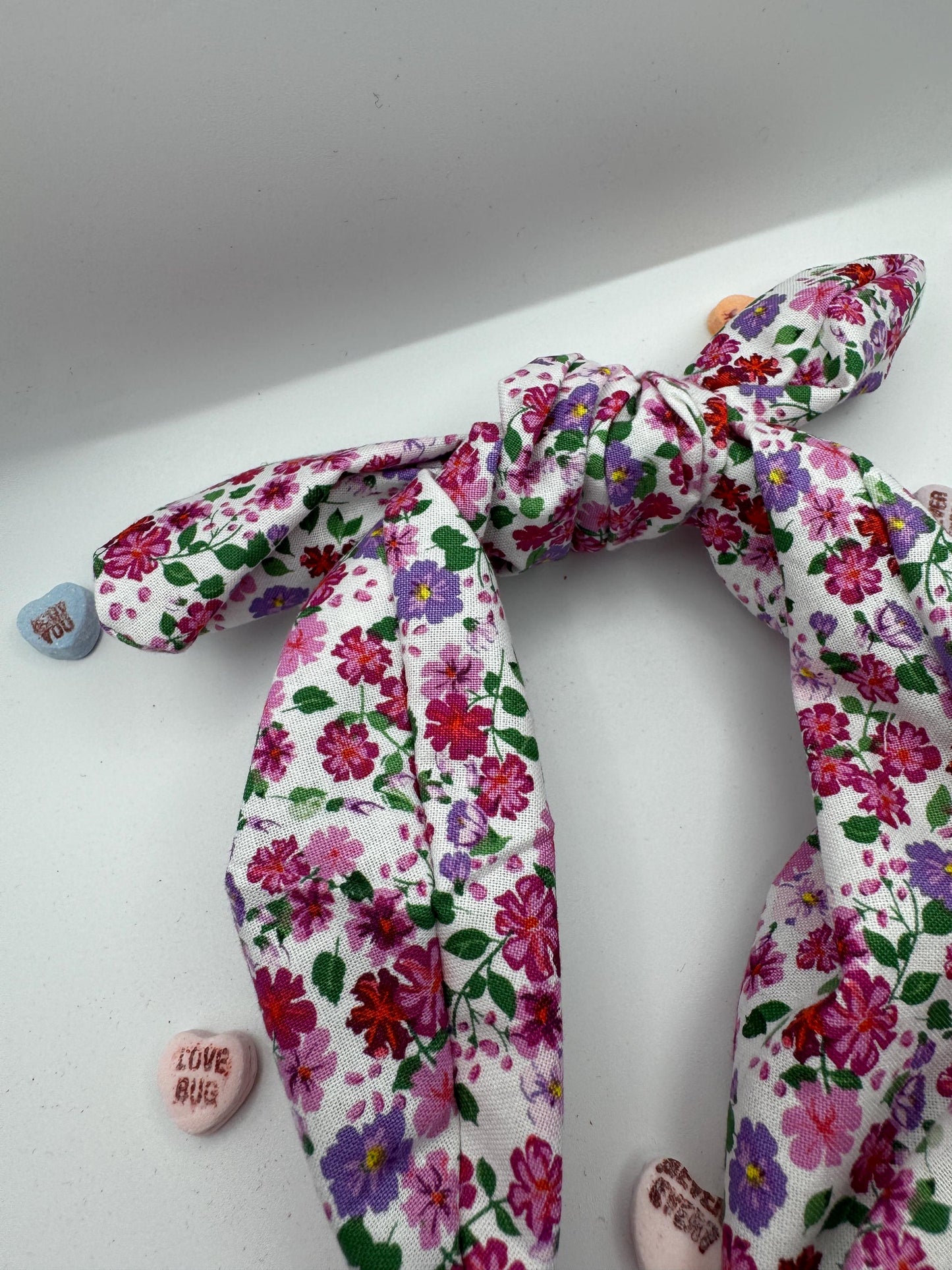 White Pink and Purple Floral Botanical Headband | Hard Headband | Bow Headband| Headband for Women and Girls