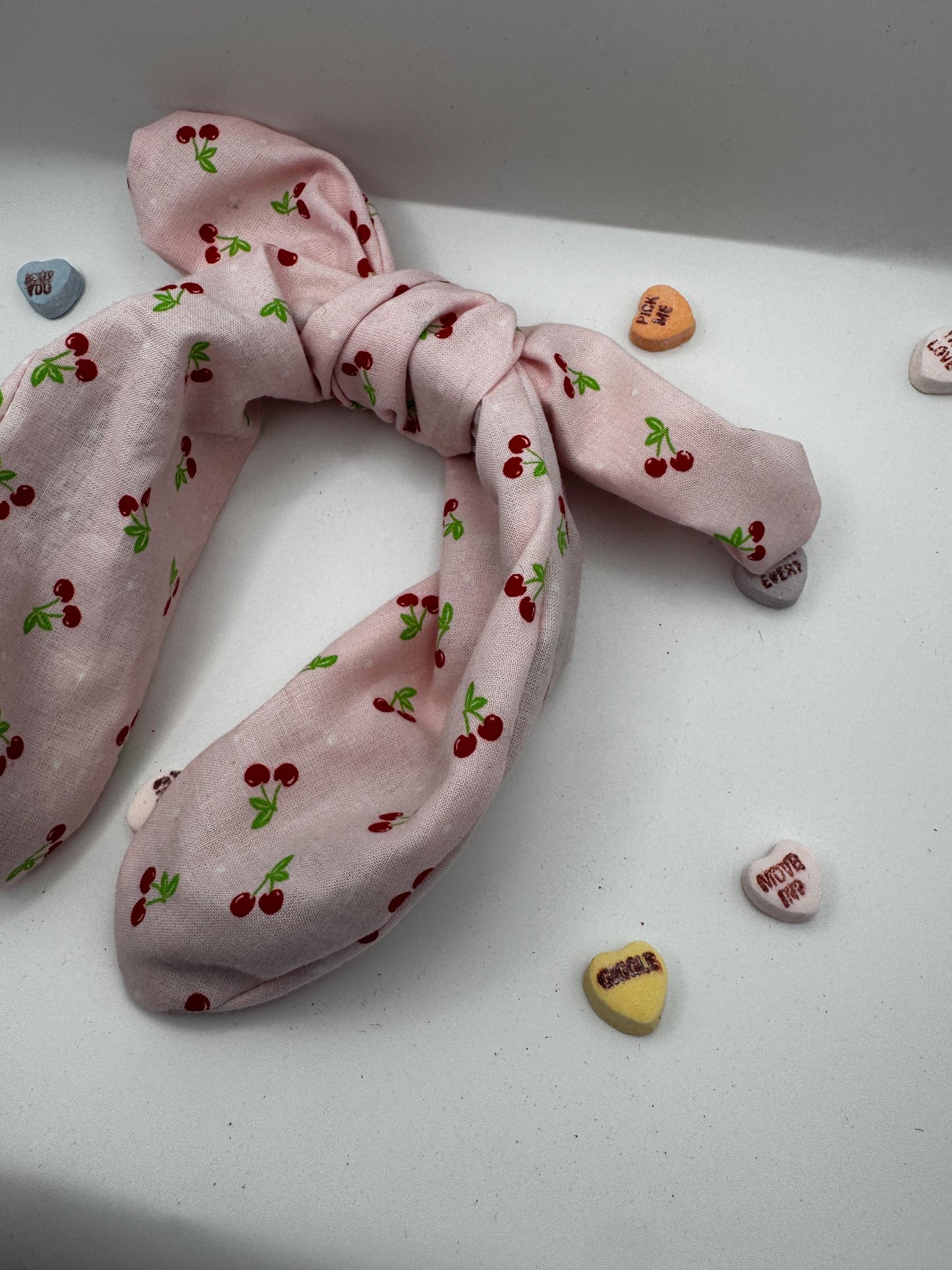 Pink Cherry Valentine's Day Headband | Hard Headband | Bow Headband| Headband for Women and Girls