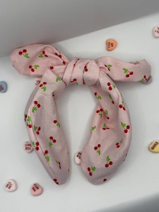 Pink Cherry Valentine's Day Headband | Hard Headband | Bow Headband| Headband for Women and Girls