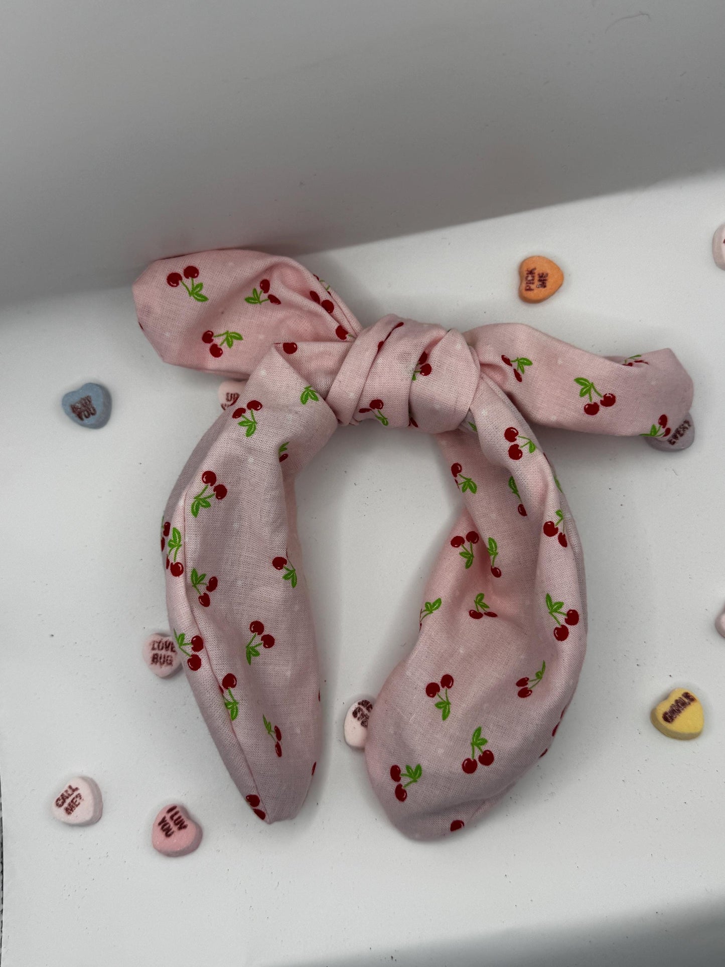 Pink Cherry Valentine's Day Headband | Hard Headband | Bow Headband| Headband for Women and Girls