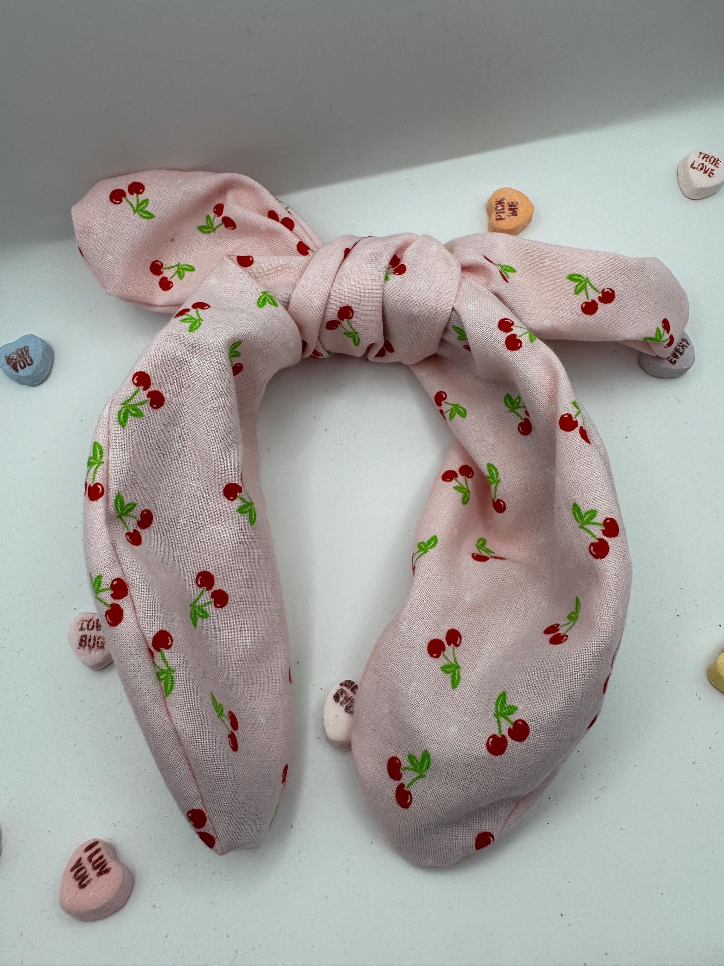 Pink Cherry Valentine's Day Headband | Hard Headband | Bow Headband| Headband for Women and Girls