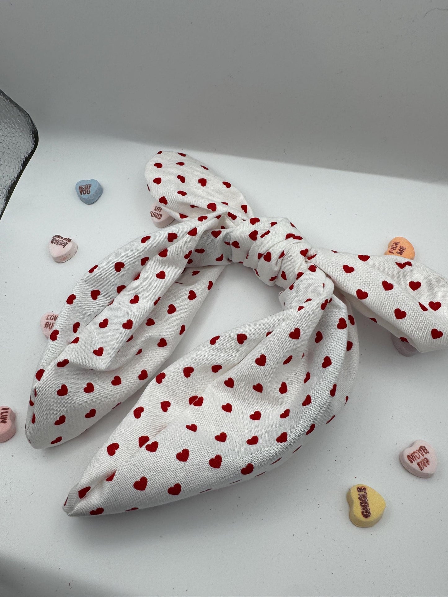 White Red Heart Valentine's Day Headband | Hard Headband | Bow Headband| Headband for Women and Girls