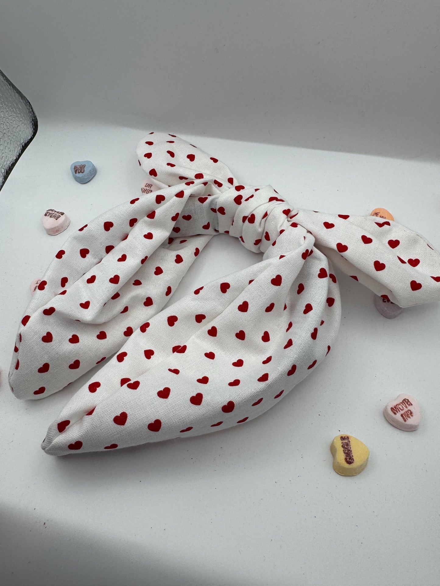 White Red Heart Valentine's Day Headband | Hard Headband | Bow Headband| Headband for Women and Girls