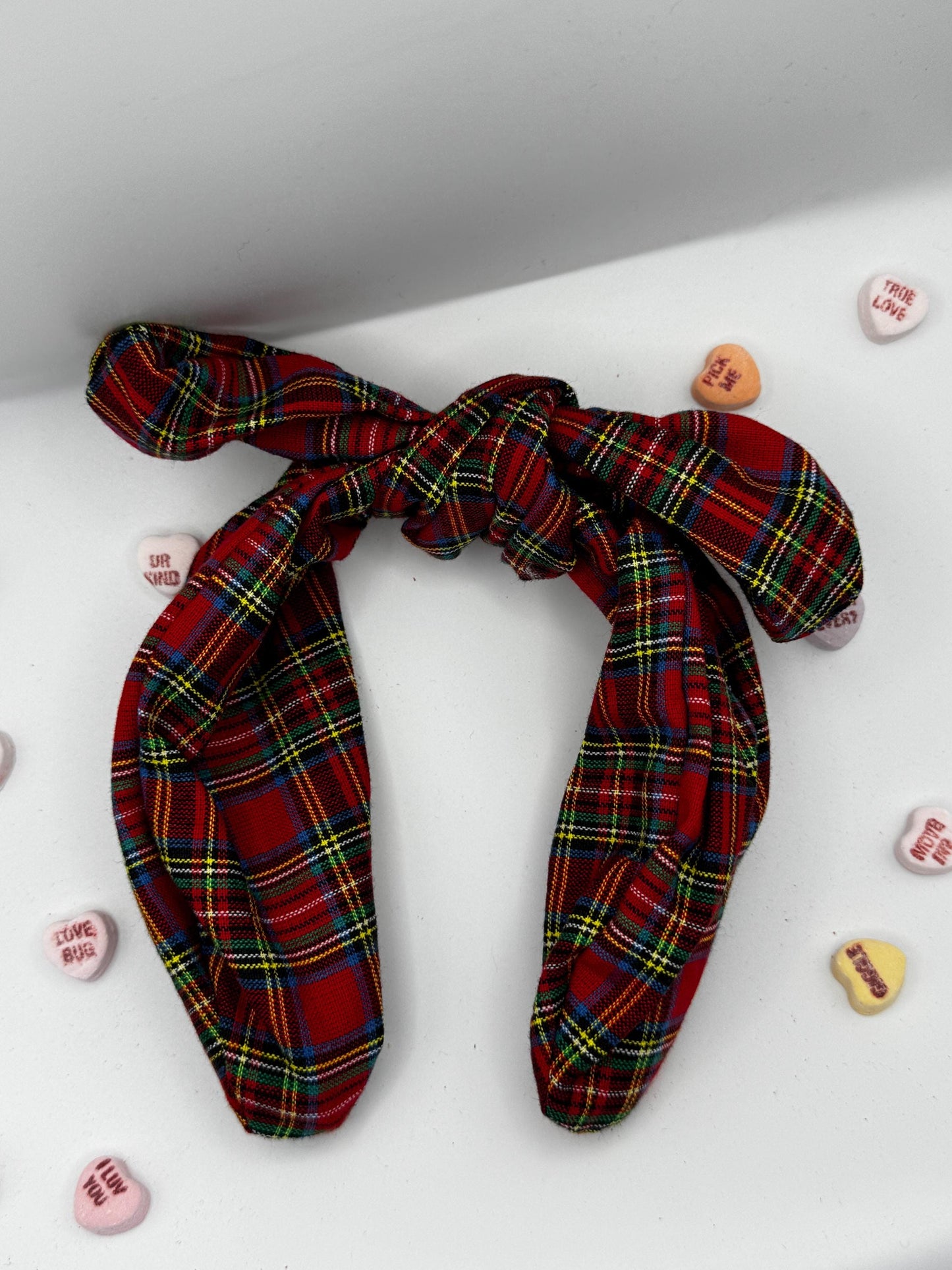 Red and Green Plaid Punk Headband | Hard Headband | Bow Headband| Headband for Women and Girls