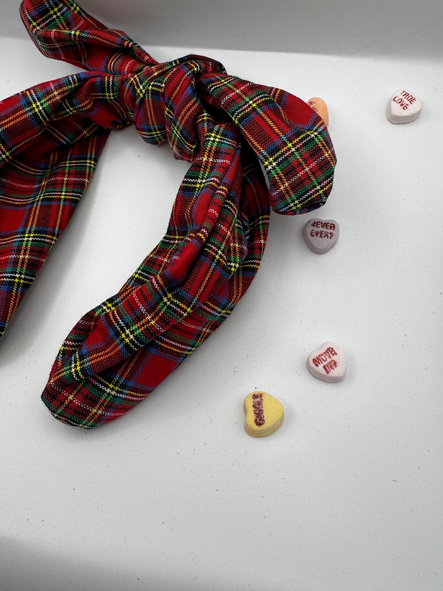 Red and Green Plaid Punk Headband | Hard Headband | Bow Headband| Headband for Women and Girls