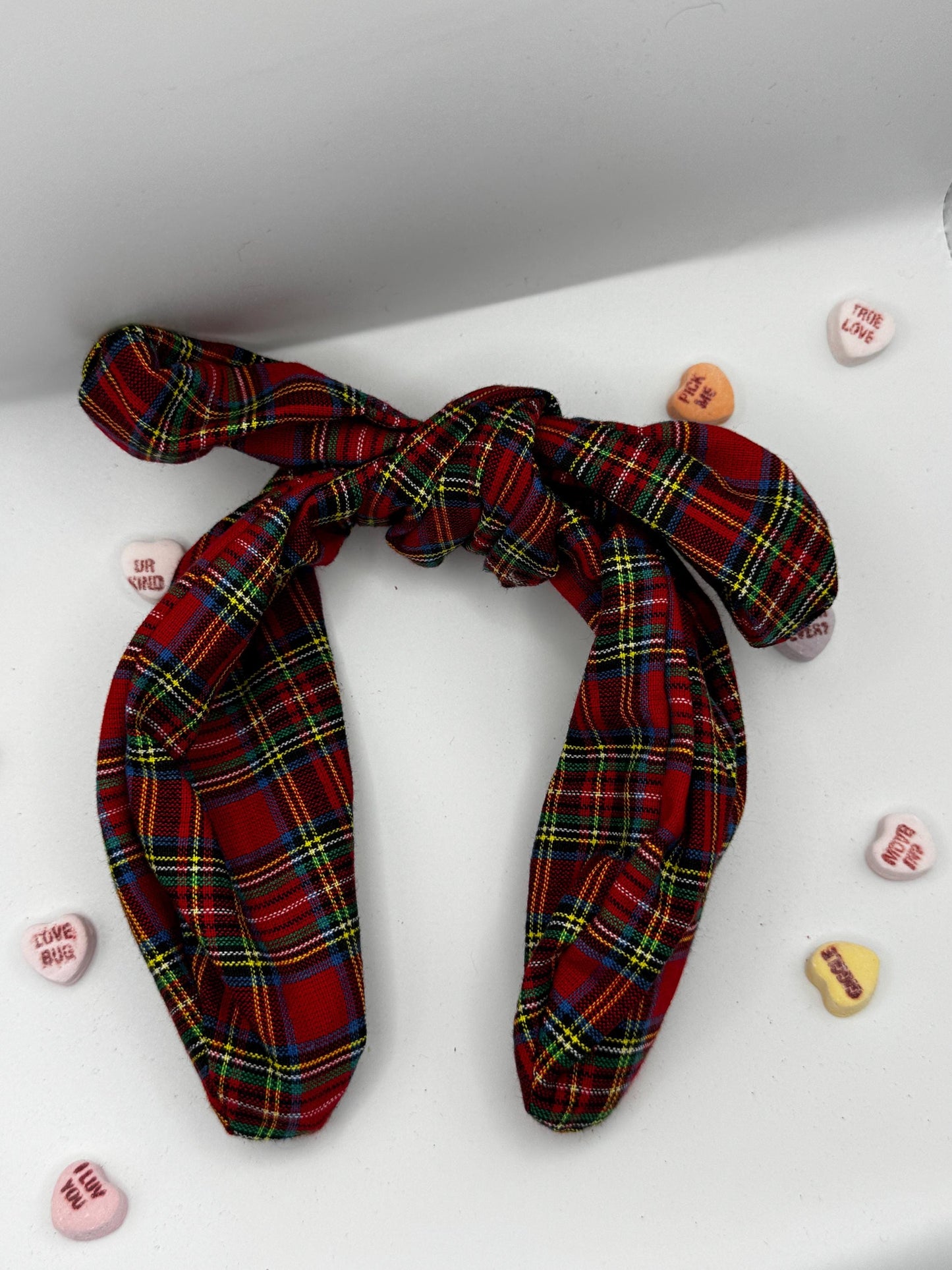 Red and Green Plaid Punk Headband | Hard Headband | Bow Headband| Headband for Women and Girls