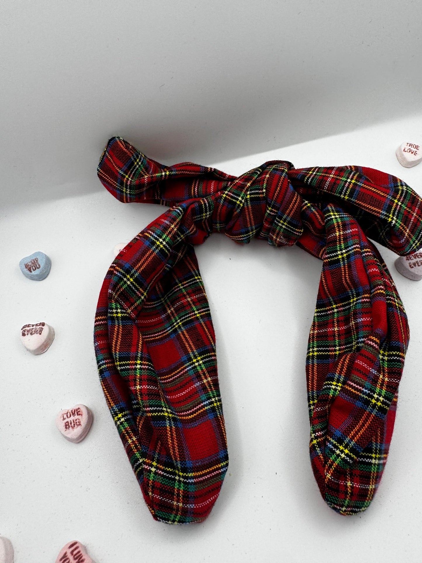 Red and Green Plaid Punk Headband | Hard Headband | Bow Headband| Headband for Women and Girls