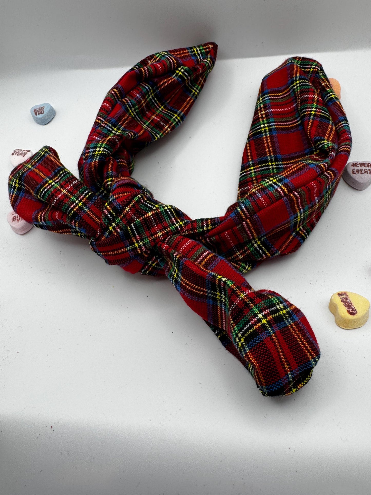 Red and Green Plaid Punk Headband | Hard Headband | Bow Headband| Headband for Women and Girls
