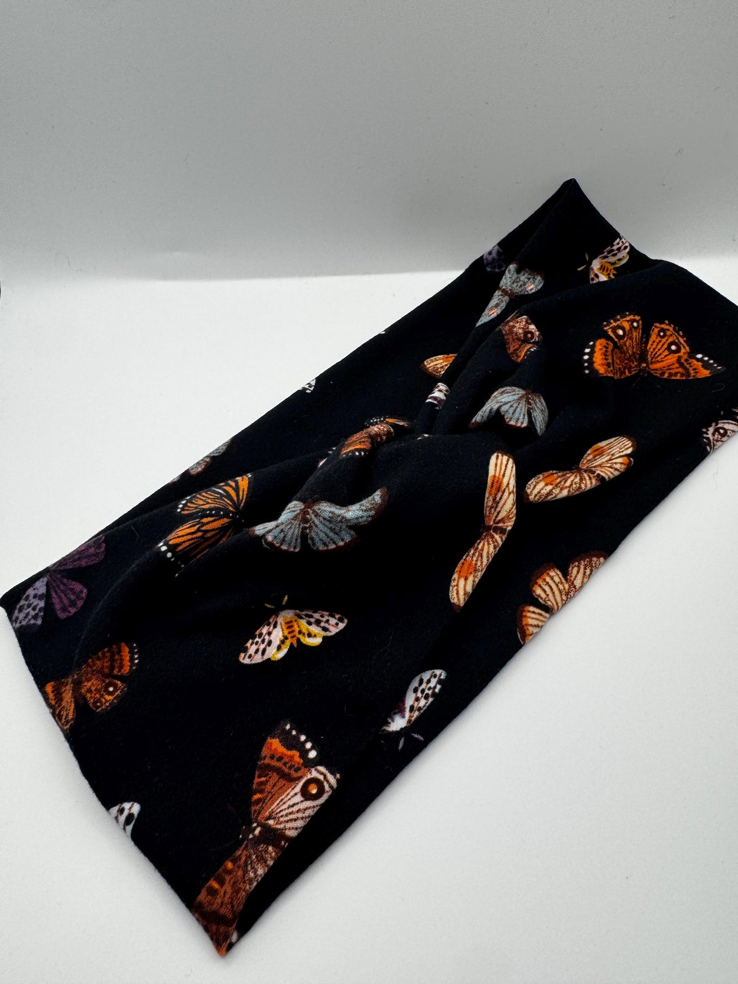 Black Butterfly Print Twist Headband | Soft Headband | Hair Wrap | Headband for Women and Girls