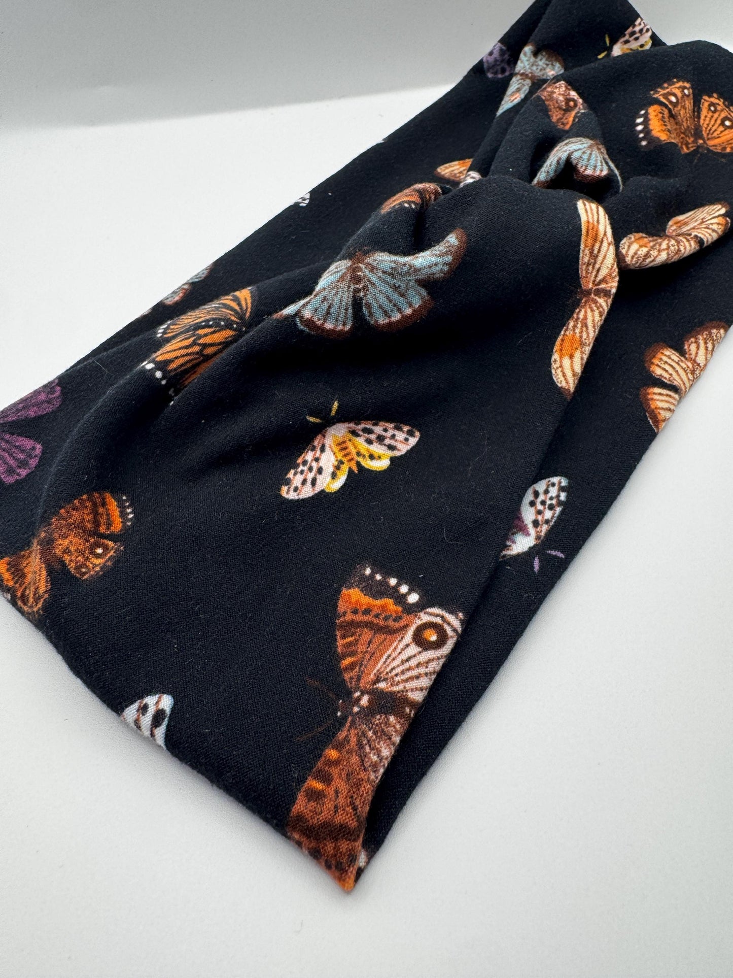 Black Butterfly Print Twist Headband | Soft Headband | Hair Wrap | Headband for Women and Girls