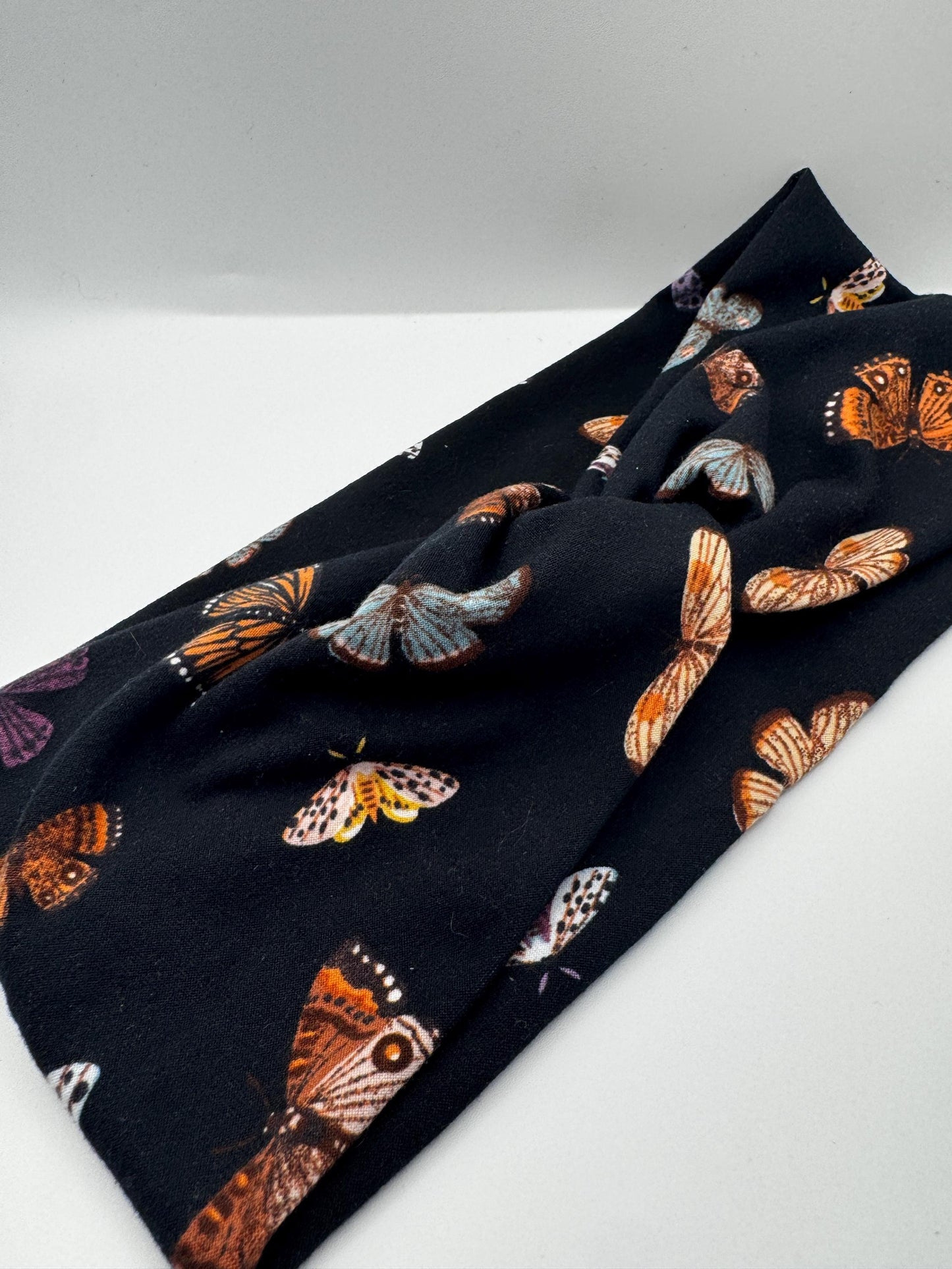 Black Butterfly Print Twist Headband | Soft Headband | Hair Wrap | Headband for Women and Girls