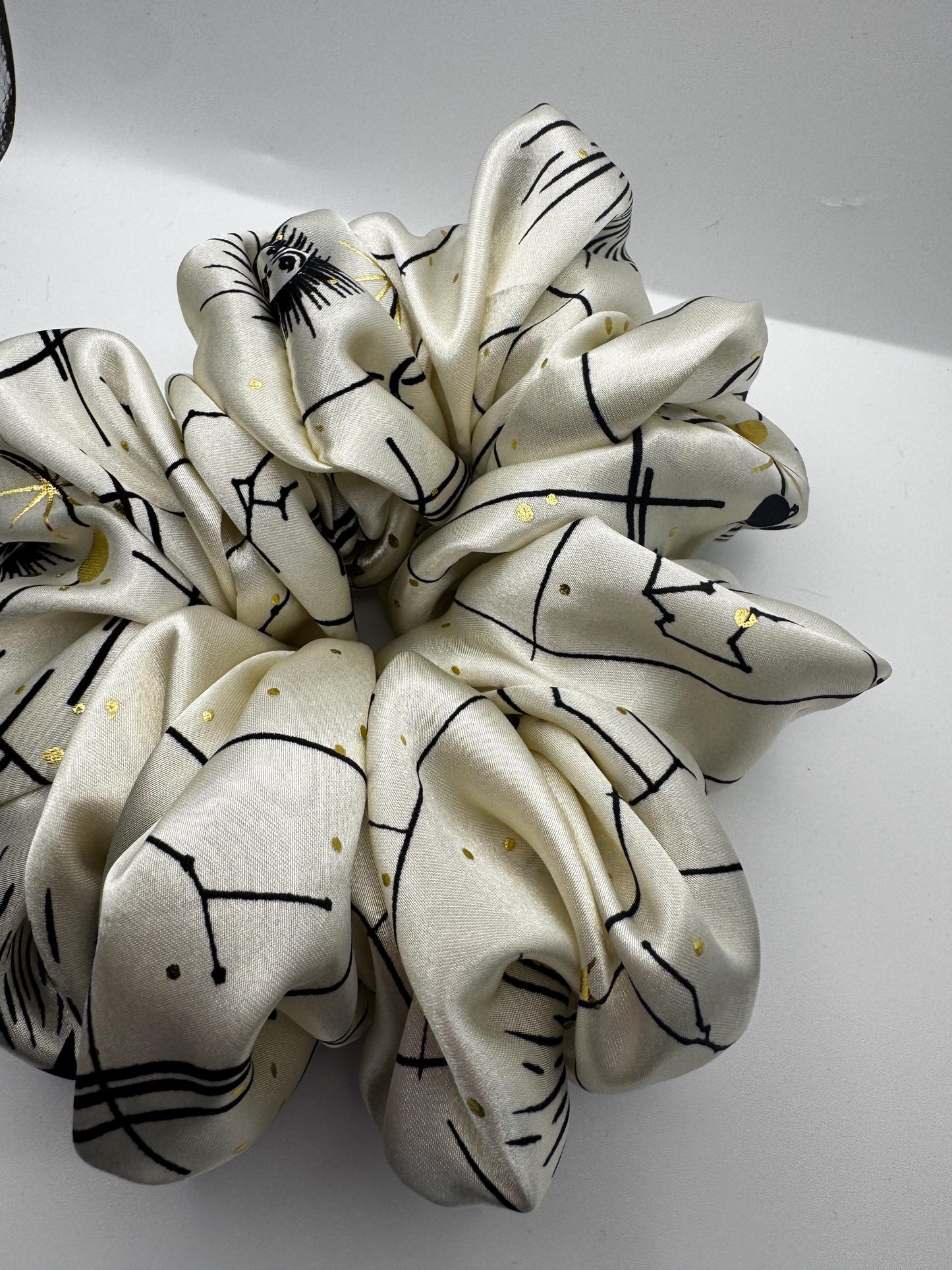 Celestial Star White and Gold Whimsigoth Oversized Jumbo XL Satin Scrunchie | Bridal Gift | Bridesmaid Gift | Gifts for Her