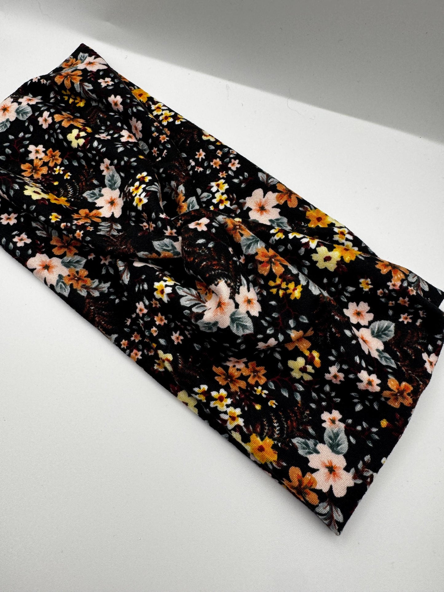 Black Floral Botanical Plant Print Twist Headband | Soft Headband | Hair Wrap | Headband for Women and Girls