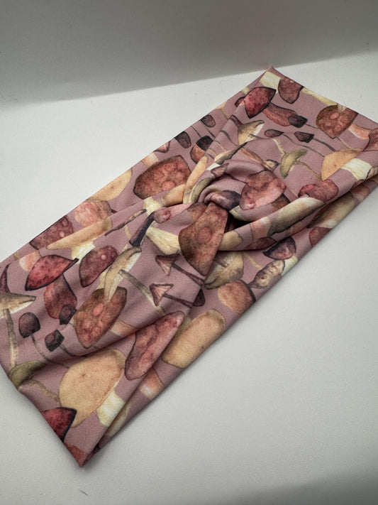 Purple Mushroom Plant Print Twist Headband | Soft Headband | Hair Wrap | Headband for Women and Girls