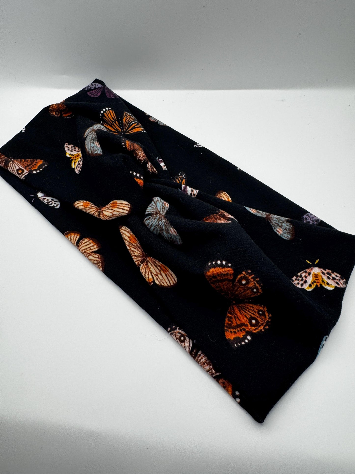 Black Butterfly Print Twist Headband | Soft Headband | Hair Wrap | Headband for Women and Girls