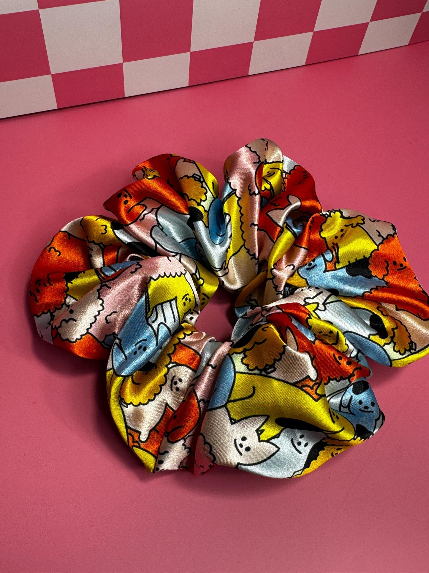 Cat Pattern by The Peach Fuzz Oversized Jumbo XL Satin Scrunchie | Bridal Gift | Bridesmaid Gift | Gifts for Her